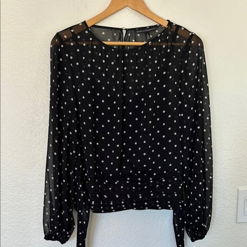 Black Polka Dot Sheer Women's Top
